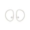 BRINCO OVAL VAZADO CRAVEJADO COM ZIRCÔNIA RÓDIO BRANCO