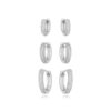 BRINCO TRIO DE ARGOLAS CRAVEJADO COM MICRO ZIRCÔNIAS RÓDIO BRANCO
