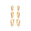 BRINCO TRIO DE ARGOLAS CORAÇÃO CRAVEJADO COM MICRO ZIRCÔNIAS OURO 18K