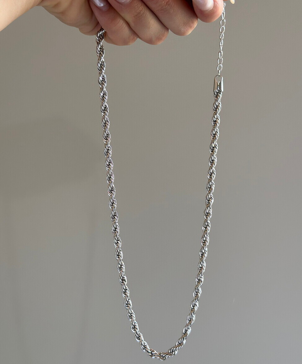 COLAR CORDÃO BAIANO RÓDIO BRANCO - M