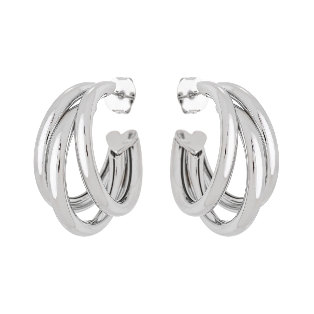 BRINCO ARGOLA TRIPLA LISA RÓDIO BRANCO