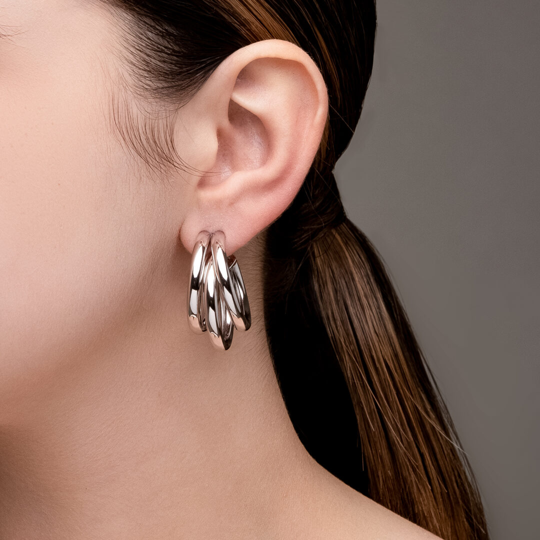 BRINCO ARGOLA TRIPLA LISA RÓDIO BRANCO - Imagem 2